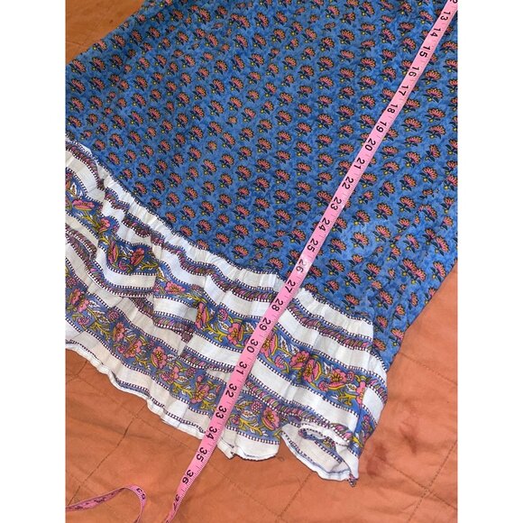 Cleobella Blue  Floral Print Mini Dress 3/4 Sleeves - Size S Boho - Picture 9 of 11